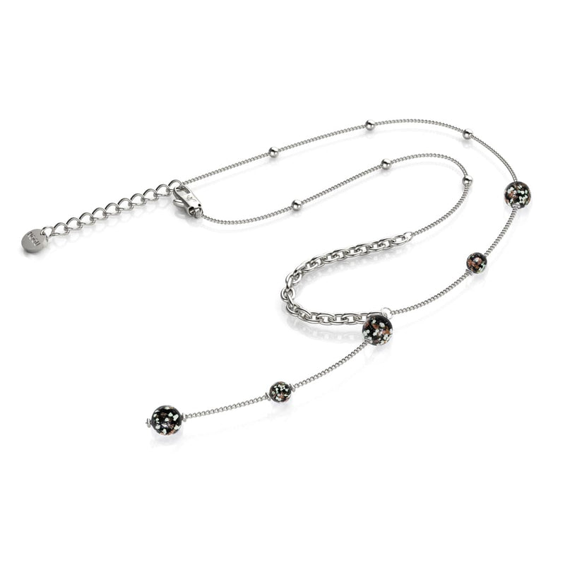 Obsidian | Silver | Firefly Glass Cascade Double Pendant