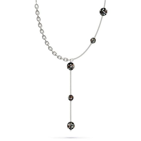 Obsidienne | Argent | Suspension double cascade de verre Firefly