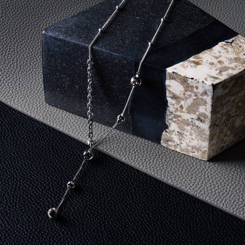 Obsidienne | Argent | Suspension double cascade de verre Firefly