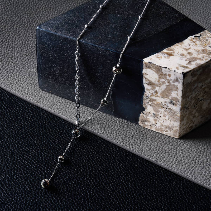 Obsidian | Silver | Firefly Glass Cascade Double Pendant