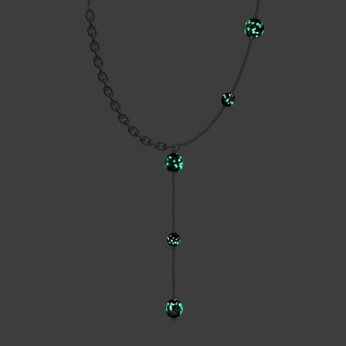 Obsidienne | Argent | Suspension double cascade de verre Firefly