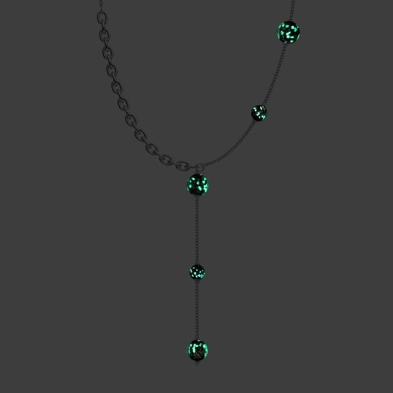 Obsidian | Silver | Firefly Glass Cascade Double Pendant