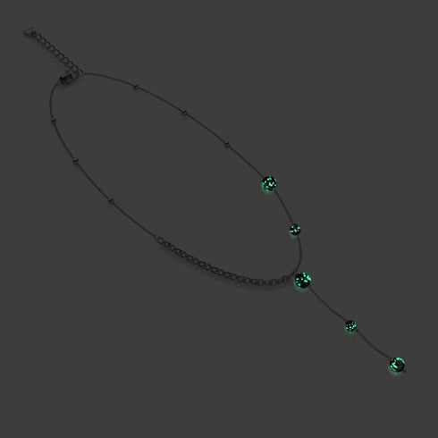 Obsidienne | Argent | Suspension double cascade de verre Firefly