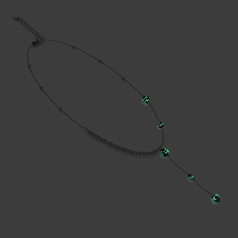 Obsidian | Silver | Firefly Glass Cascade Double Pendant