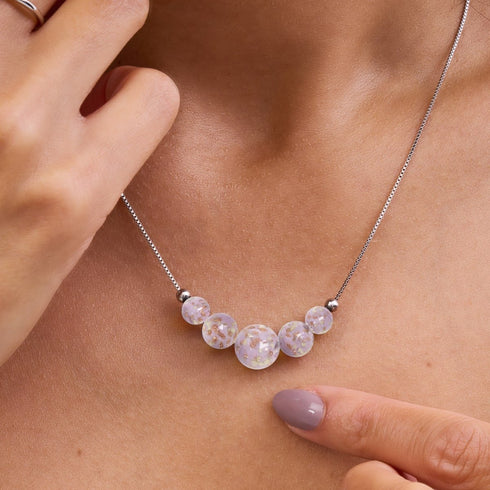 Pervenche | Argent sterling .925 | Collier fermoir infini en verre luciole