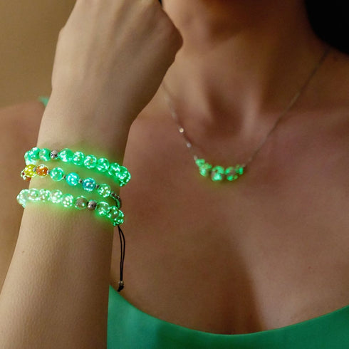 Pervenche | Argent sterling .925 | Collier fermoir infini en verre luciole