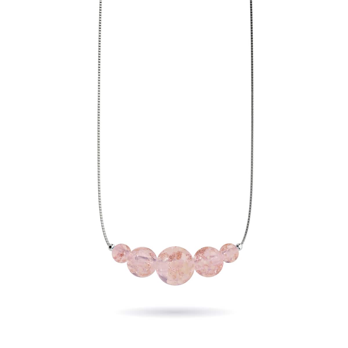 Eau de rose | Argent sterling .925 | Collier fermoir infini en verre luciole