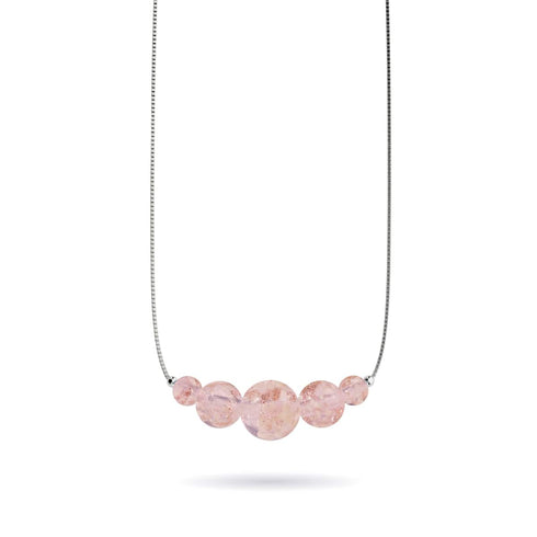 Eau de rose | Argent sterling .925 | Collier fermoir infini en verre luciole