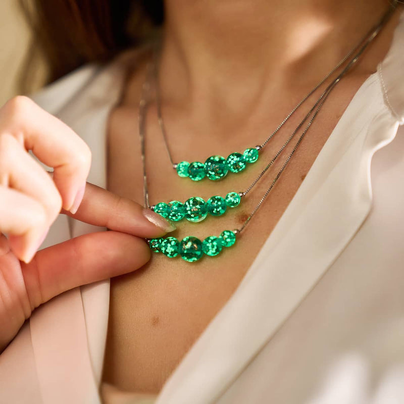 Sarcelle | Argent sterling .925 | Collier fermoir infini en verre luciole