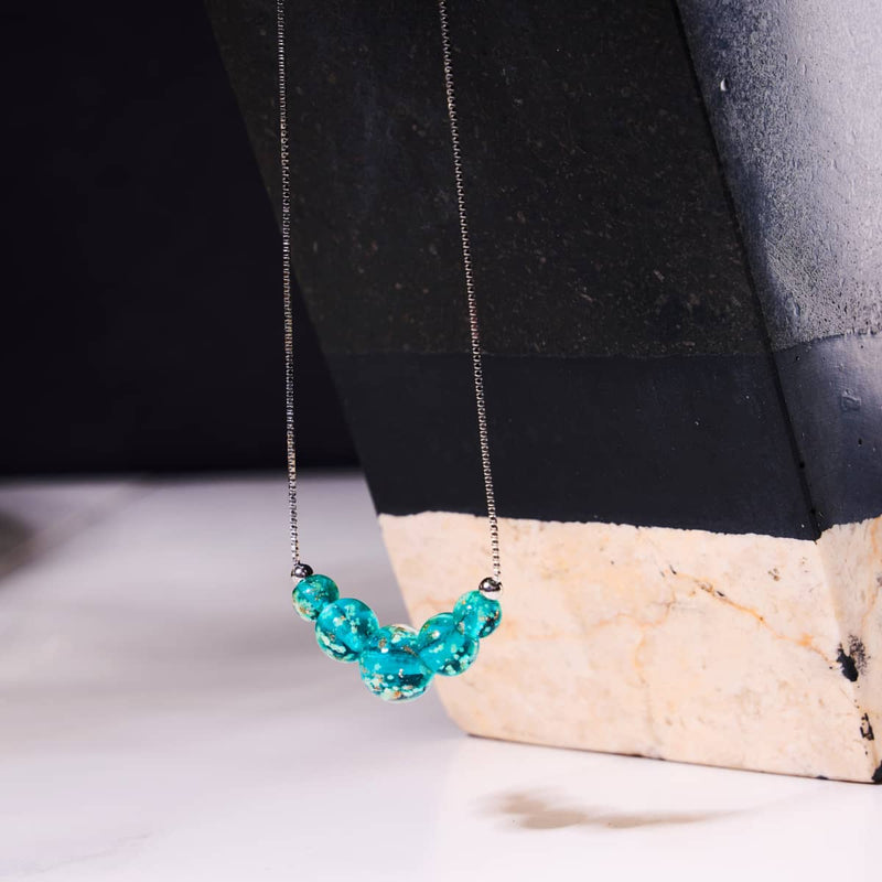 Sarcelle | Argent sterling .925 | Collier fermoir infini en verre luciole