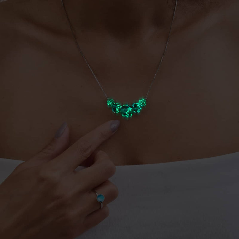 Sarcelle | Argent sterling .925 | Collier fermoir infini en verre luciole