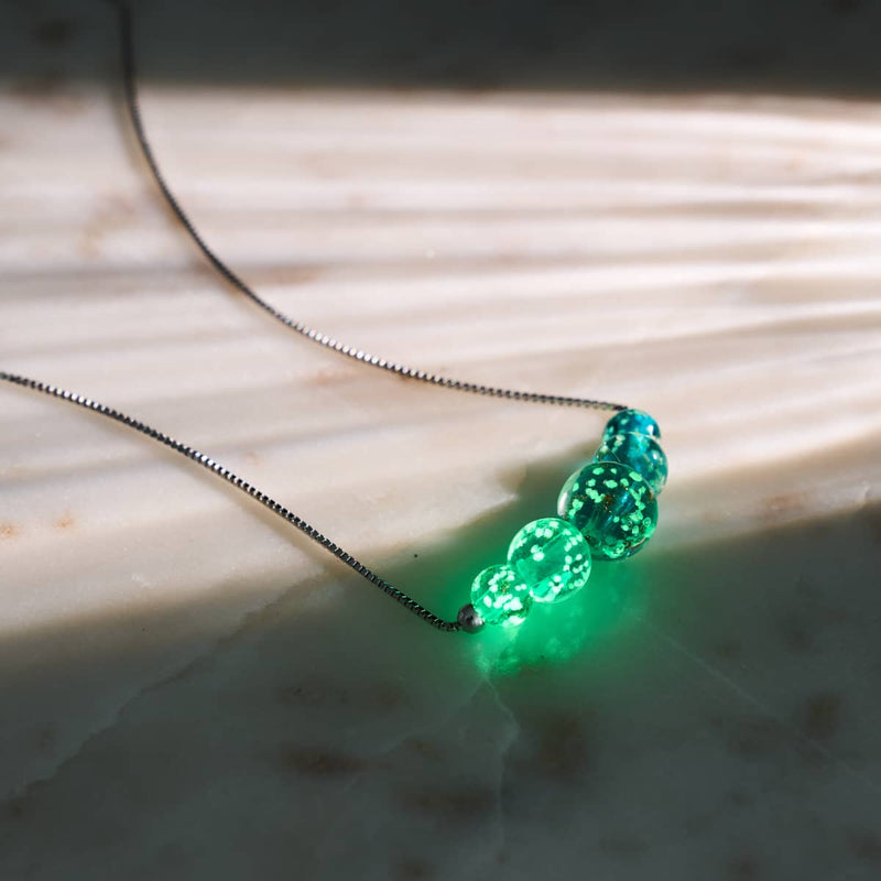 Teal | .925 Sterling Silver | Firefly Glass Infinity Clasp Necklace