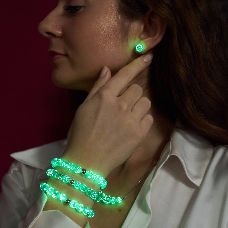 Sarcelle | Argent sterling .925 | Collier fermoir infini en verre luciole