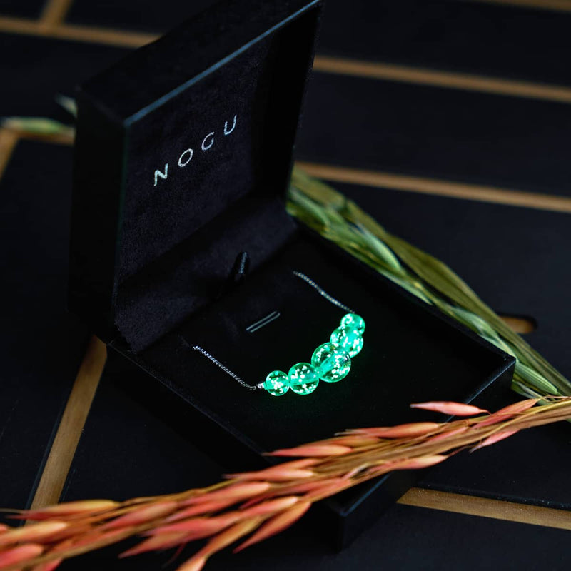 Sarcelle | Argent sterling .925 | Collier fermoir infini en verre luciole