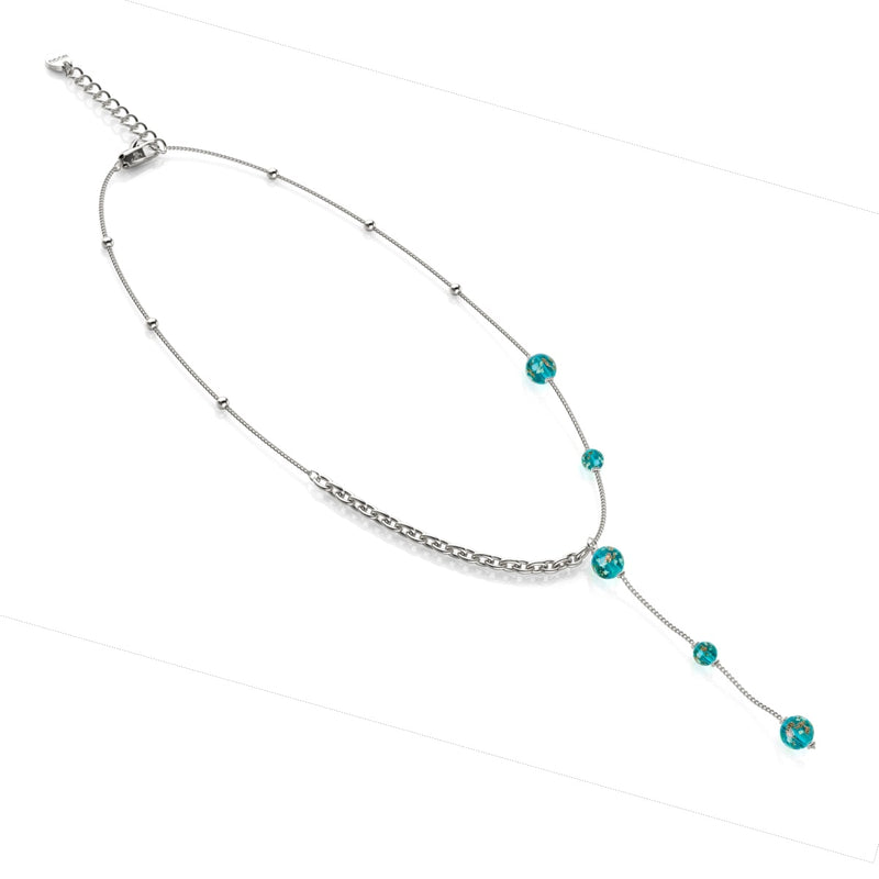 Teal | Silver | Firefly Glass Cascade Double Pendant