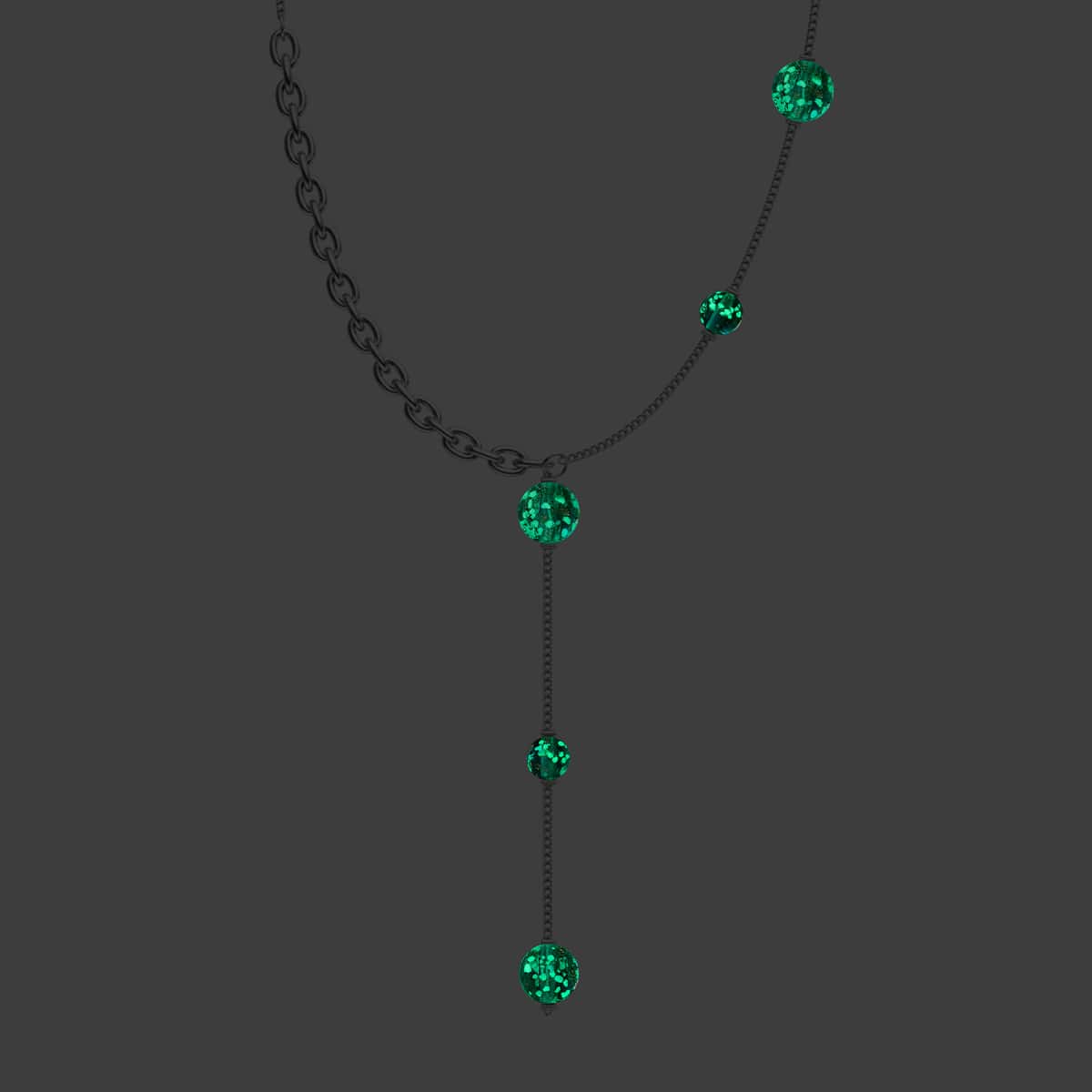 Sarcelle | Argent | Suspension double cascade de verre Firefly