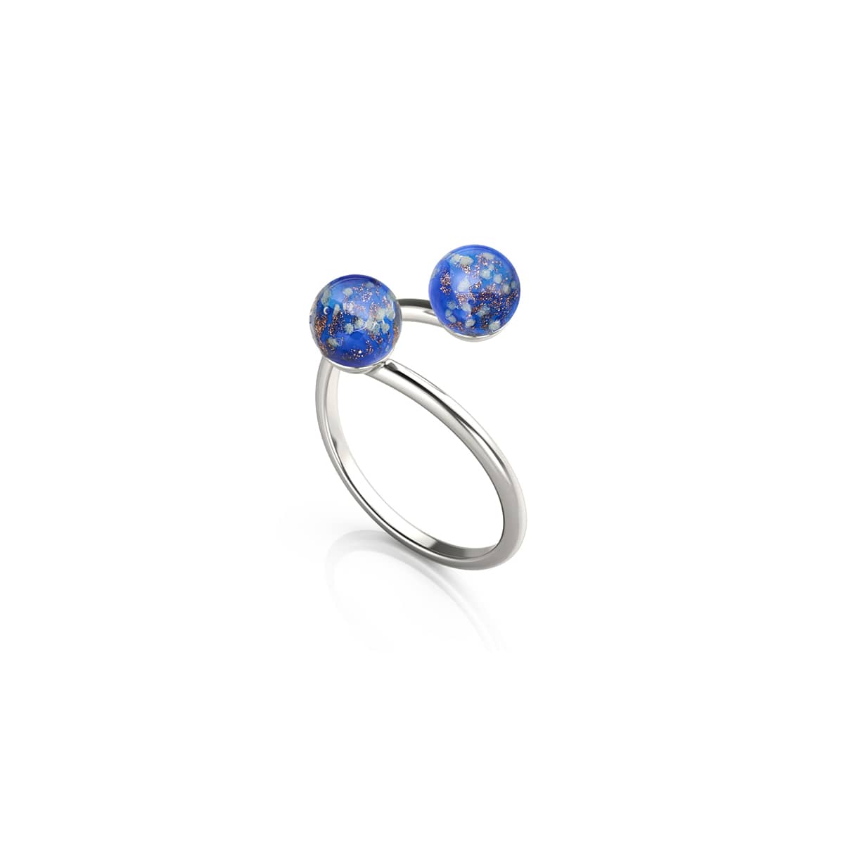 Cobalt | Argent sterling 925 | Verre Firefly | Bague Infinity Helix