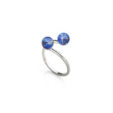 Cobalt | Argent sterling 925 | Verre Firefly | Bague Infinity Helix