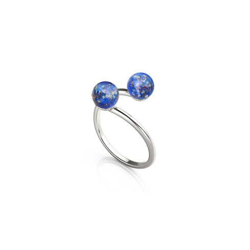 Cobalt | Argent sterling 925 | Verre Firefly | Bague Infinity Helix
