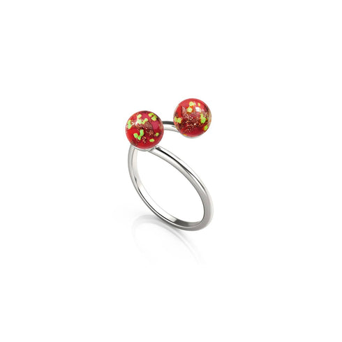 Crimson | Argent sterling 925 | Verre Firefly | Bague Infinity Helix
