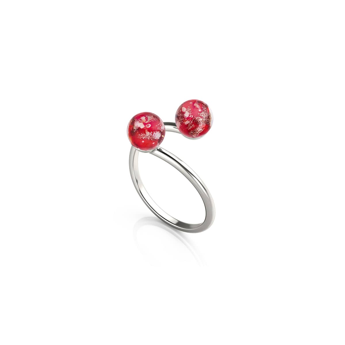 Crimson | Argent sterling 925 | Verre Firefly | Bague Infinity Helix