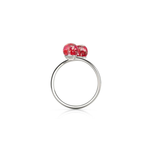 Crimson | Argent sterling 925 | Verre Firefly | Bague Infinity Helix