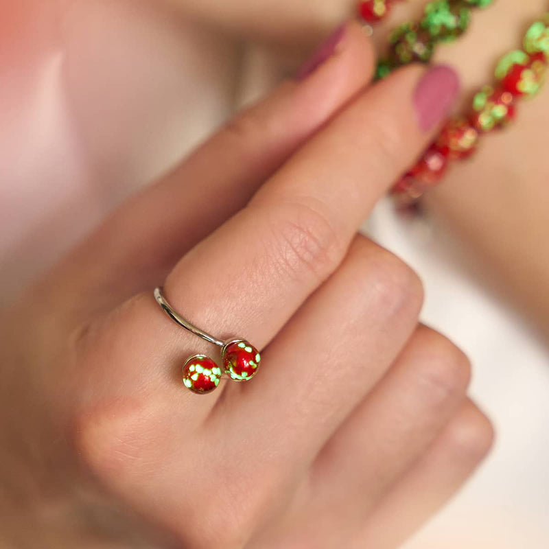Crimson | .925 Sterling Silver | Firefly Glass | Infinity Helix Ring