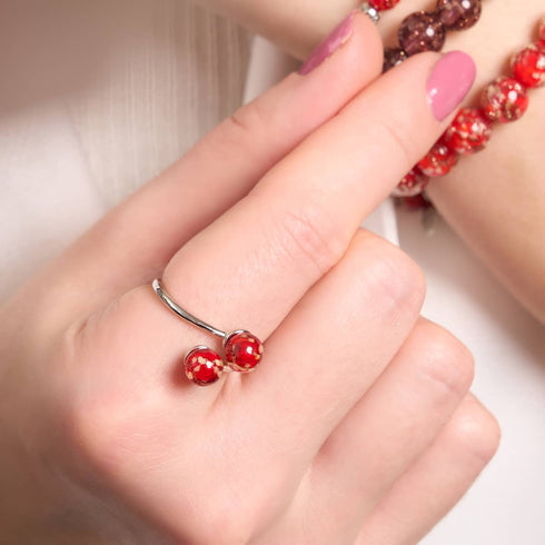 Crimson | Argent sterling 925 | Verre Firefly | Bague Infinity Helix