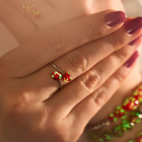 Crimson | Argent sterling 925 | Verre Firefly | Bague Infinity Helix