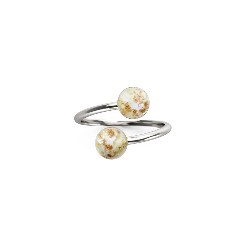 Ivory | .925 Sterling Silver | Firefly Glass | Infinity Helix Ring