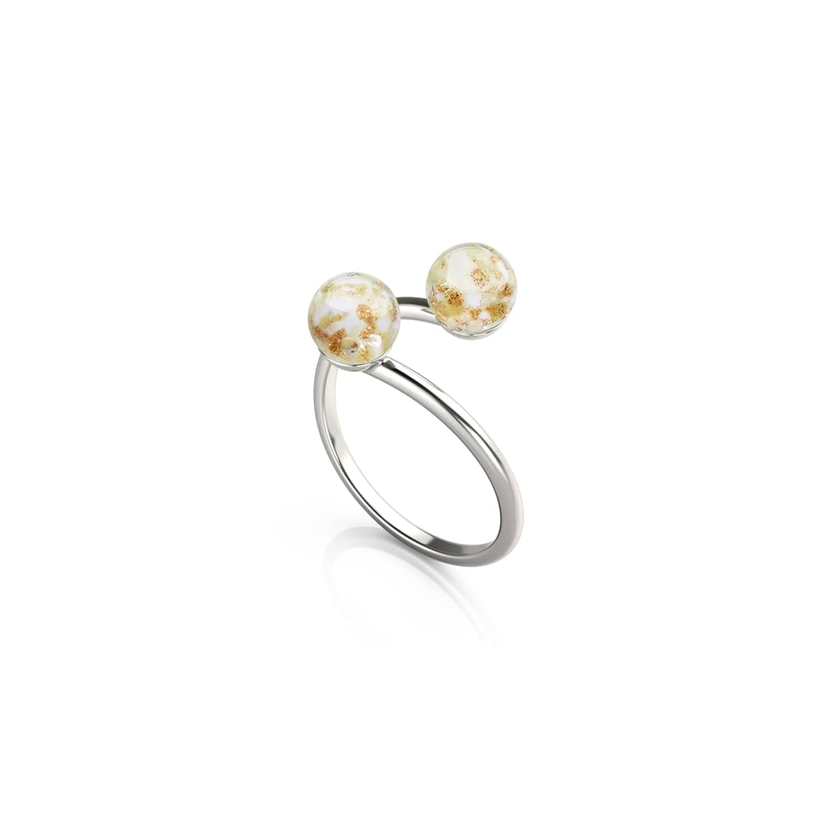 Ivoire | Argent sterling 925 | Verre Firefly | Bague Infinity Helix