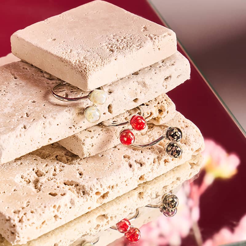 Ivory | .925 Sterling Silver | Firefly Glass | Infinity Helix Ring