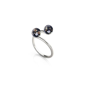 Obsidienne | Argent sterling 925 | Verre Firefly | Bague Infinity Helix