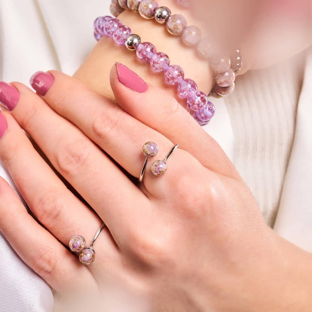 Pervenche | Argent sterling 925 | Verre Firefly | Bague Infinity Helix