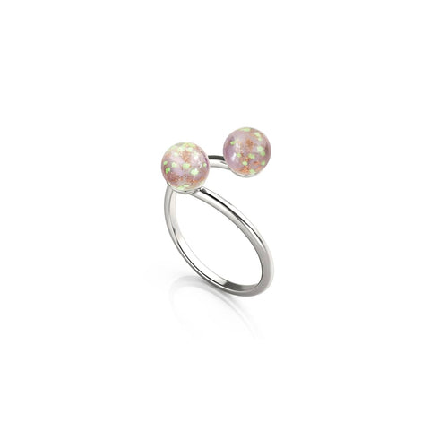 Pervenche | Argent sterling 925 | Verre Firefly | Bague Infinity Helix