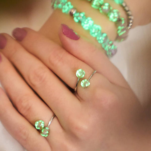 Pervenche | Argent sterling 925 | Verre Firefly | Bague Infinity Helix