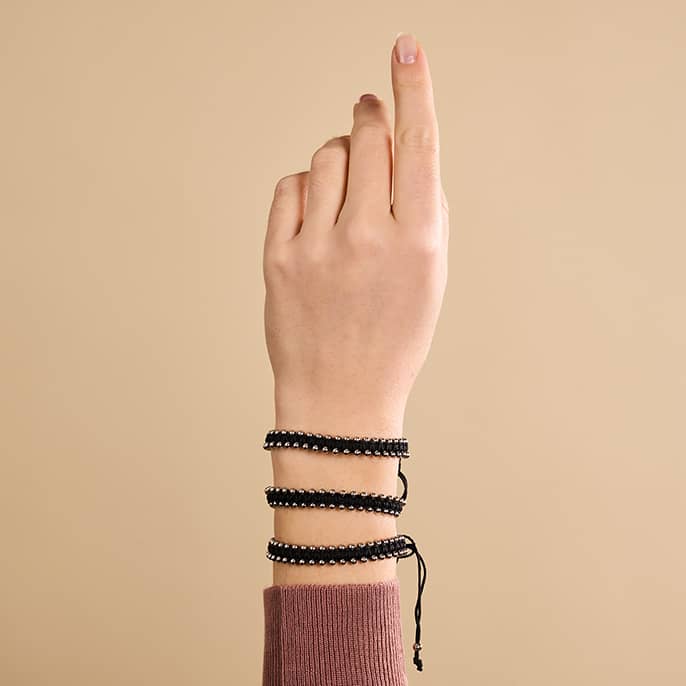 Argent x Noir | Bracelet DOT de l'amitié