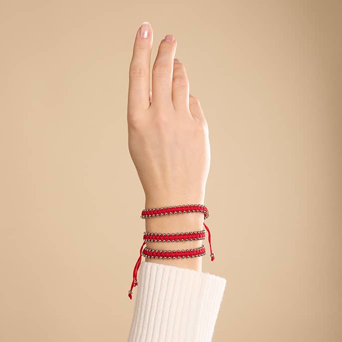 Argent x Cerise | Bracelet DOT de l'amitié