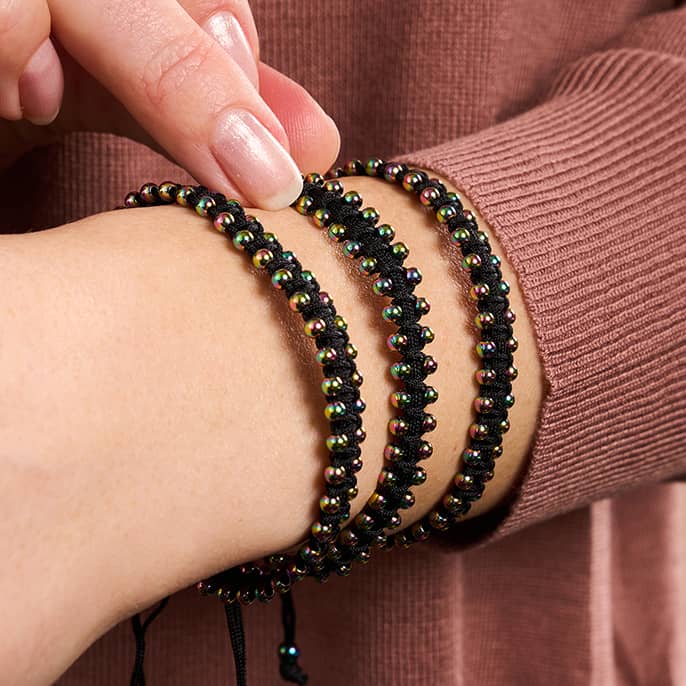 Licorne Argent x Noir | Bracelet DOT de l'amitié