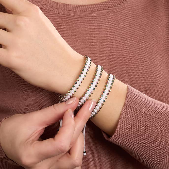 Licorne Argent x Blanc | Bracelet DOT de l'amitié