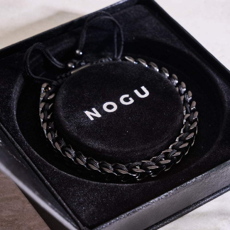 Noir x Gunmetal | Bracelet chaîne de blé Gaia