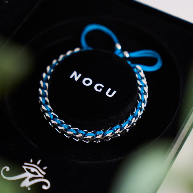 Blue x Silver | Gaia Wheat Chain Bracelet