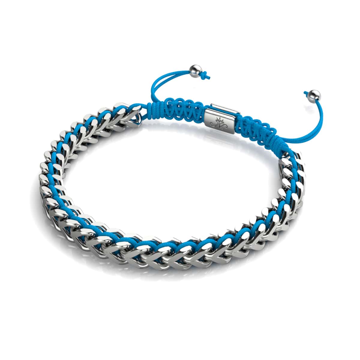 Bleu x Argent | Bracelet chaîne de blé Gaia