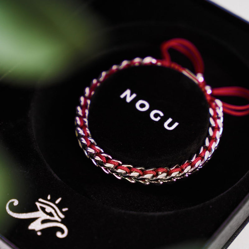 Rouge x Argent | Bracelet chaîne de blé Gaia