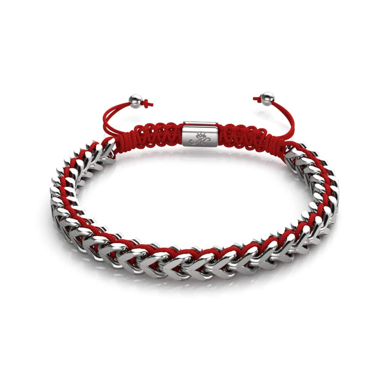 Rouge x Argent | Bracelet chaîne de blé Gaia