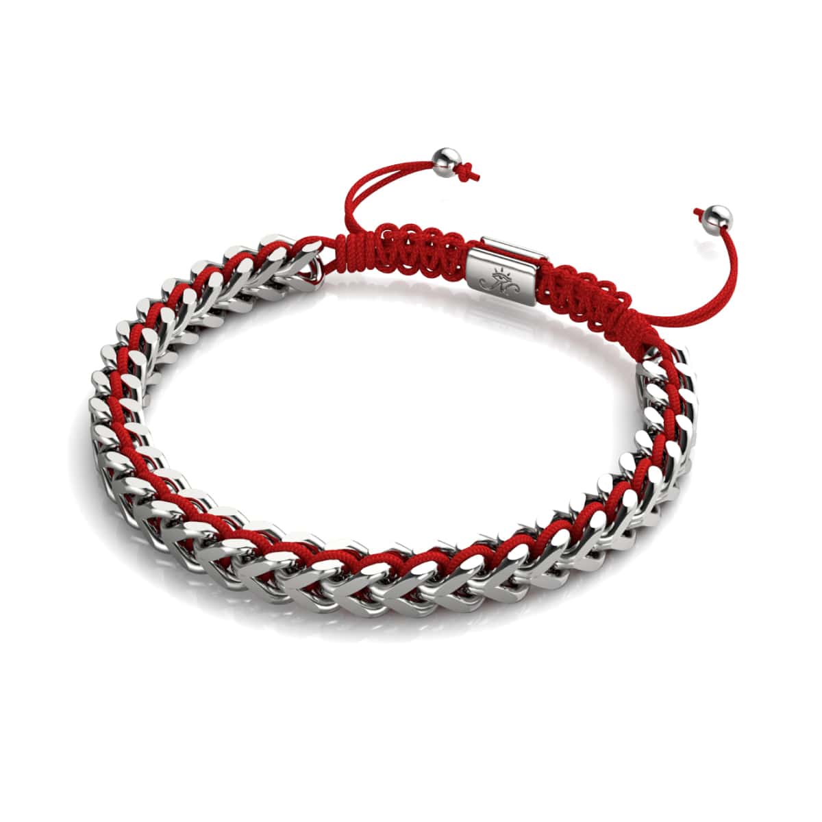 Rouge x Argent | Bracelet chaîne de blé Gaia