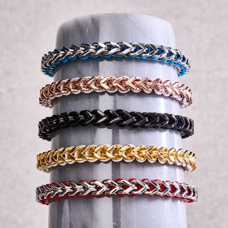 Rouge x Argent | Bracelet chaîne de blé Gaia