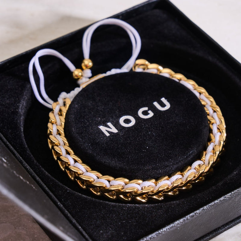 Blanc x Or | Bracelet chaîne de blé Gaia