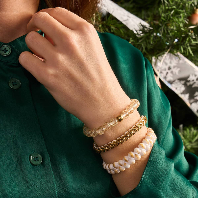 Blanc x Or | Bracelet chaîne de blé Gaia