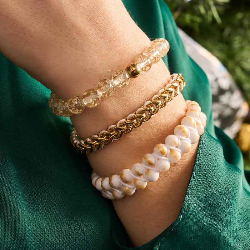 Blanc x Or | Bracelet chaîne de blé Gaia